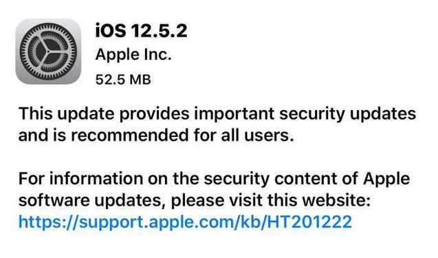 金沙苹果手机维修分享iOS12.5.2发布，建议所有老苹果用户安装 